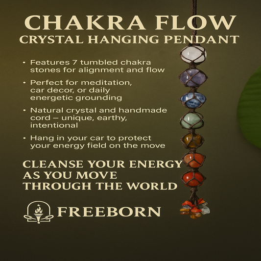 Chakra Flow Crystal Hanging Pendant – Natural Tumbled Healing Stone For Room/Car