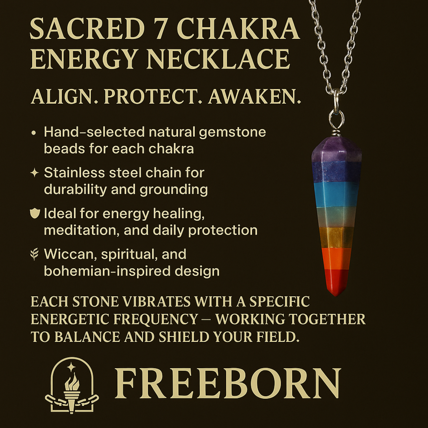 Sacred 7 Chakra Energy Necklace – Divine Alignment Pendant