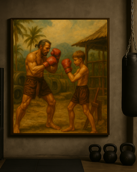 Father & Son – Muay Thai Warrior Vertical Canvas (Limited Edition)