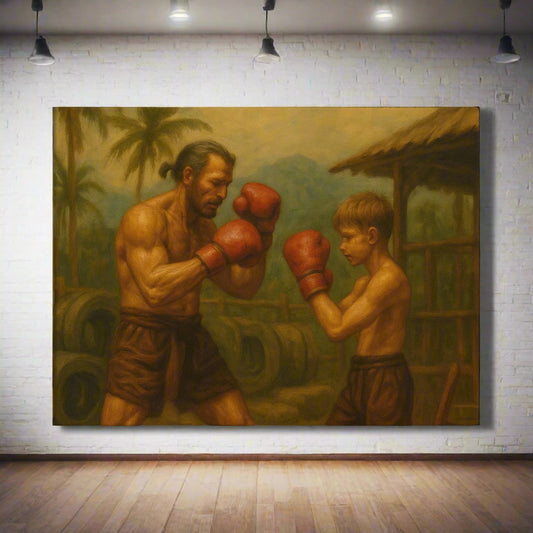 Father & Son – Muay Thai Warrior Horizontal Canvas (Limited Edition)